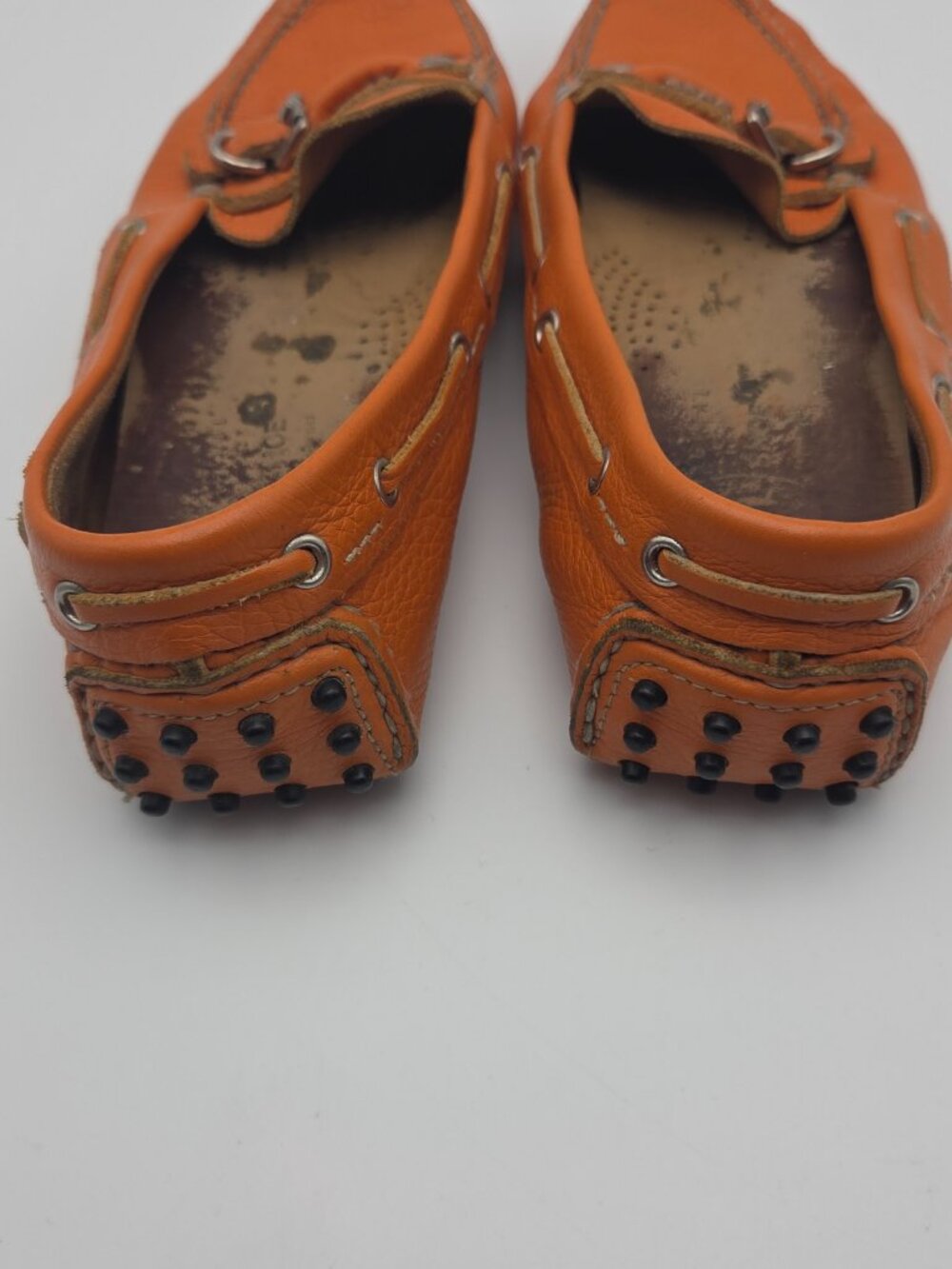 The Original Car Shoe Orange Leather Loafers Women Size 39.5 - Picture 4 of 8